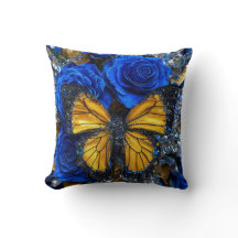 Roses bleues et papillon