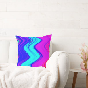 Coussin Roses chaudes, Turquoises et Bleues Peintures.