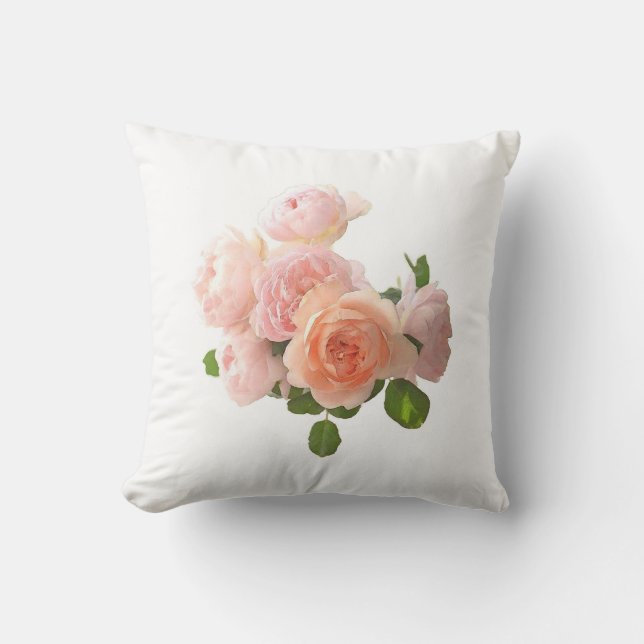 Coussin Roses d'aquarelle Fleurs Élégant Modèle floral (Recto)