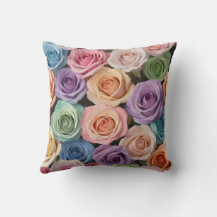 Coussin Roses de couleurs pastel