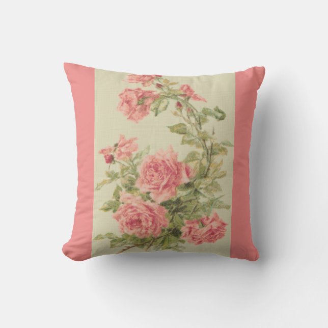 Coussin Roses de rose de style de tapisserie (Recto)