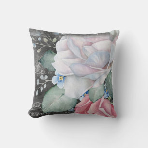 Coussin Roses de tableau de bord aquarelle