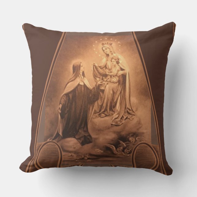 Coussin Roses de Vierge Marie de St Therese Jésus (Recto)