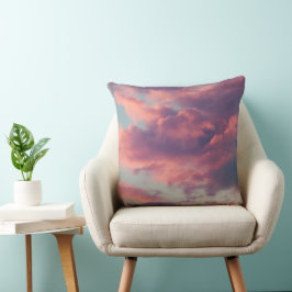 Coussin Roses Dreamy nuages de coucher de soleil esthétiqu