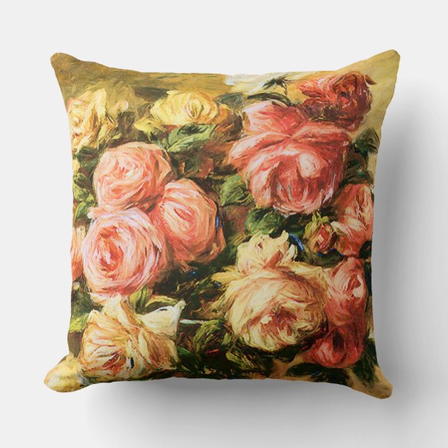 Coussin Roses en beaux-arts de Renoir de vase (Recto)