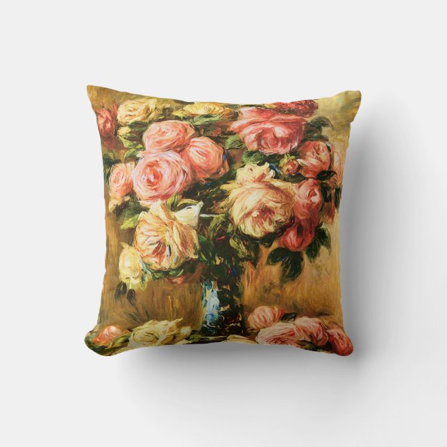Coussin Roses en beaux-arts de Renoir de vase (Recto)