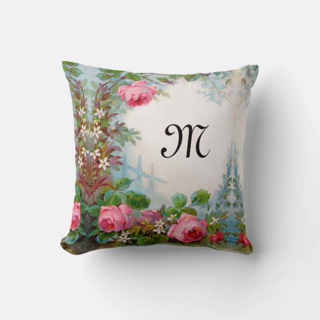 COUSSIN ROSES ET JASMINES MONOGRAMME FLORAL (Recto)
