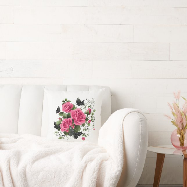 Coussin Roses et Papillons (Canapé)