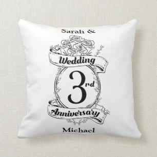 Coussin Roses et Vignes Romantique 3e Anniversaire de Mari