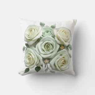 Coussin Roses floraux Art Déco Mint Green