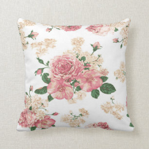 Coussin Roses floraux et roses sensibles