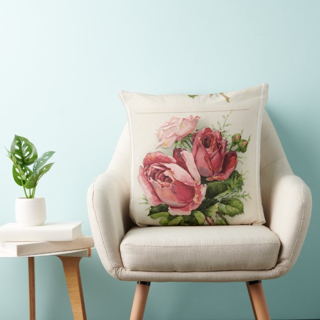 Coussin Roses floraux Vintages antiques (Chaise)