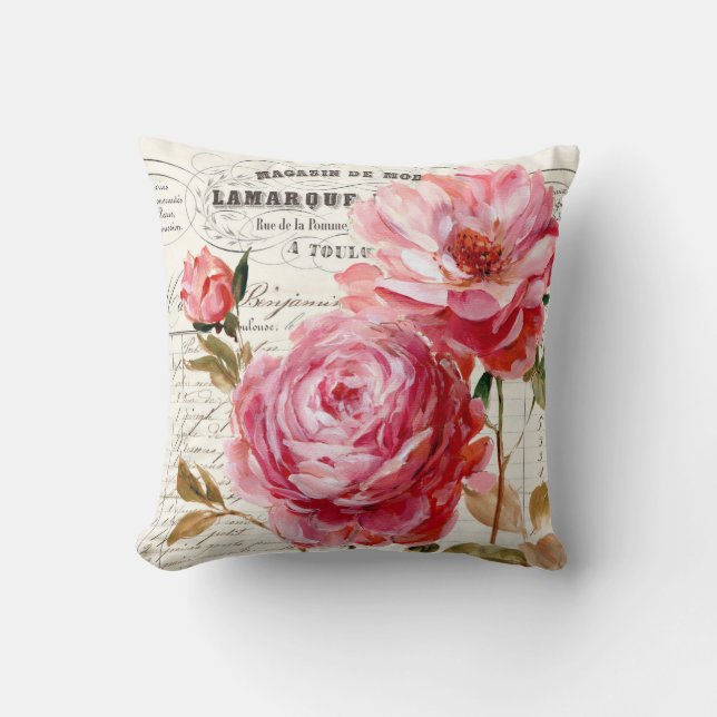 Coussin Roses français, chic et chic, (Recto)