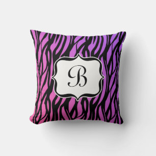 Coussin Roses indien/coussin pourpre de monogramme de