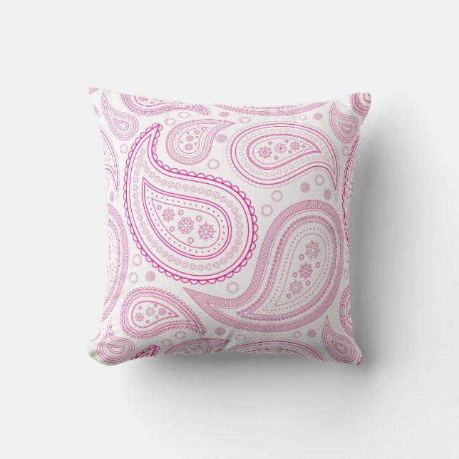 Coussin Roses indien de Paisley sur le carreau blanc (Recto)