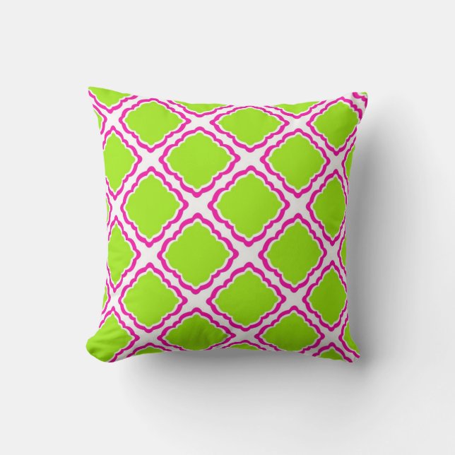Coussin Roses indien et motif de trellis de chaux (Recto)