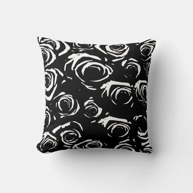 Coussin Roses noires et blanches (Recto)