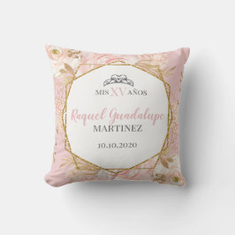 Coussin Roses roses et or Parties scintillant géométrique