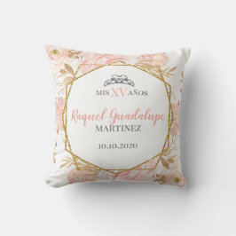 Coussin Roses roses et or Parties scintillant géométrique