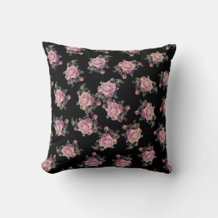 Coussin Roses roses foncés motif floral shabby chic