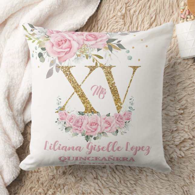 Coussin Roses roses rose Floral XV QUINCEAÑERA Quince Keep (Couverture)