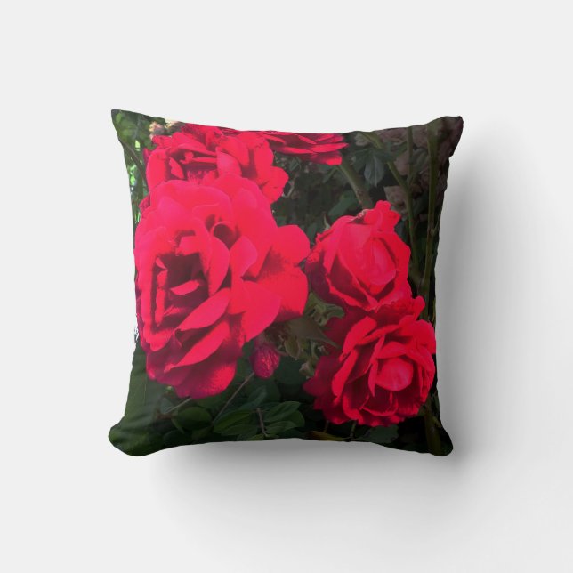 Coussin Roses Rouges Fleurissant  (Recto)