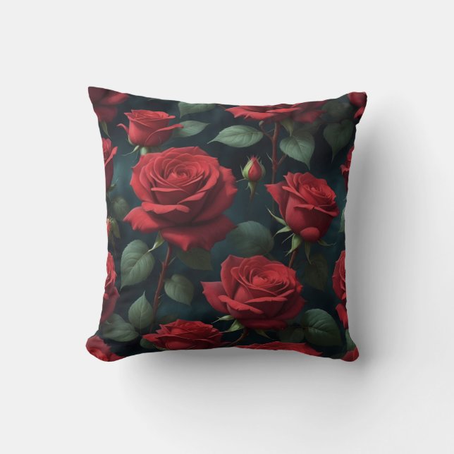 Coussin Roses rouges foncées (Recto)