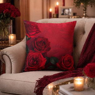 Coussin Roses Rouges Gothiques Élégantes