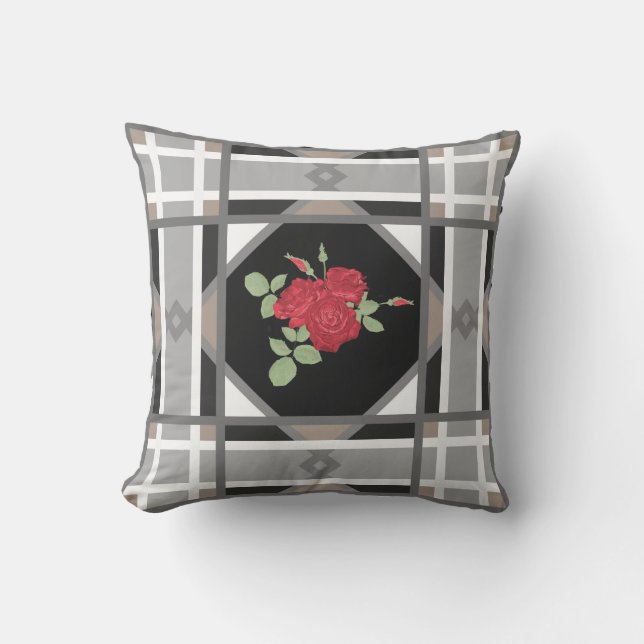 Coussin Roses rouges, rétro (Recto)