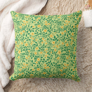Coussin Roses sauvages en jaune et vert