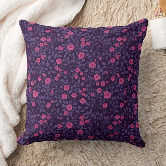 Coussin Roses sauvages en rose et violet (Couverture)