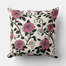 Coussin Roses stylisés rose vintage