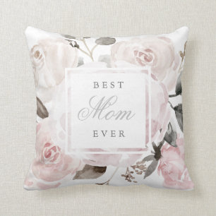 Coussin Roses vintages d'aquarelle rose vif   Pour Maman