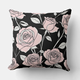 Coussin Roses vintages stylisés rose