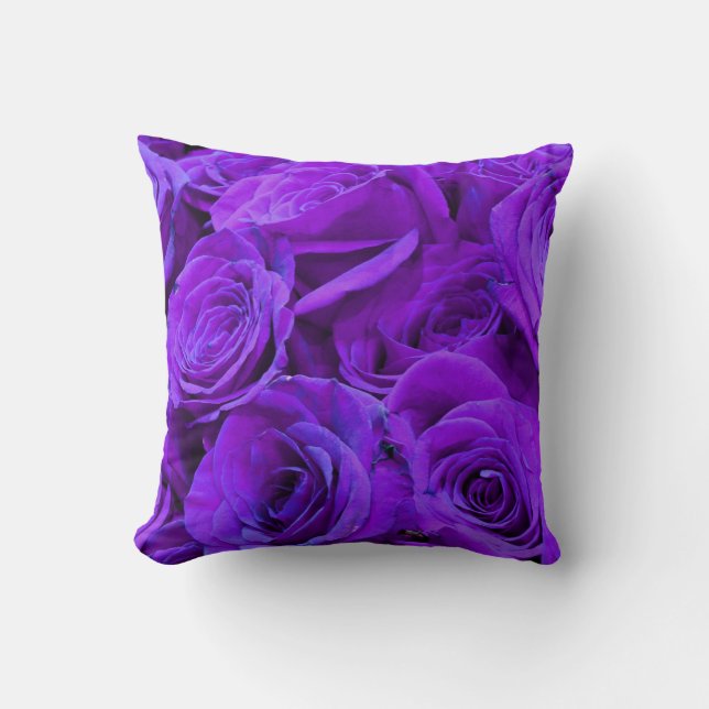 Coussin roses violet romantique, joli bouquet de rose (Recto)