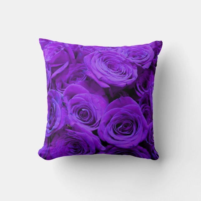 Coussin roses violet romantique, joli bouquet de rose (Recto)