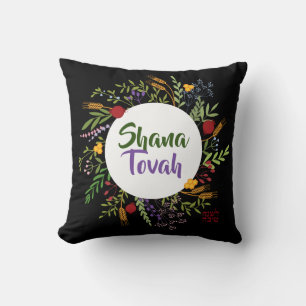 Coussin Rosh Hashanah Floral Juif Nouvel An Salutation