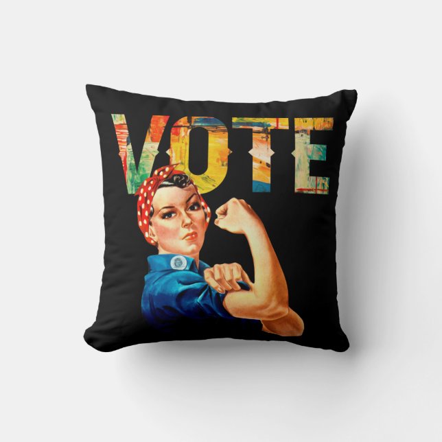 Coussin Rosie le Riveter Poster politique Vote Élection (Recto)