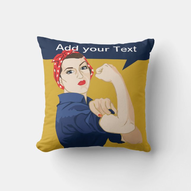 Coussin Rosie Riveter Femme forte (Recto)
