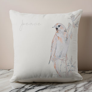Coussin Rossignol chanteur à l'aquarelle Oiseau de la paix