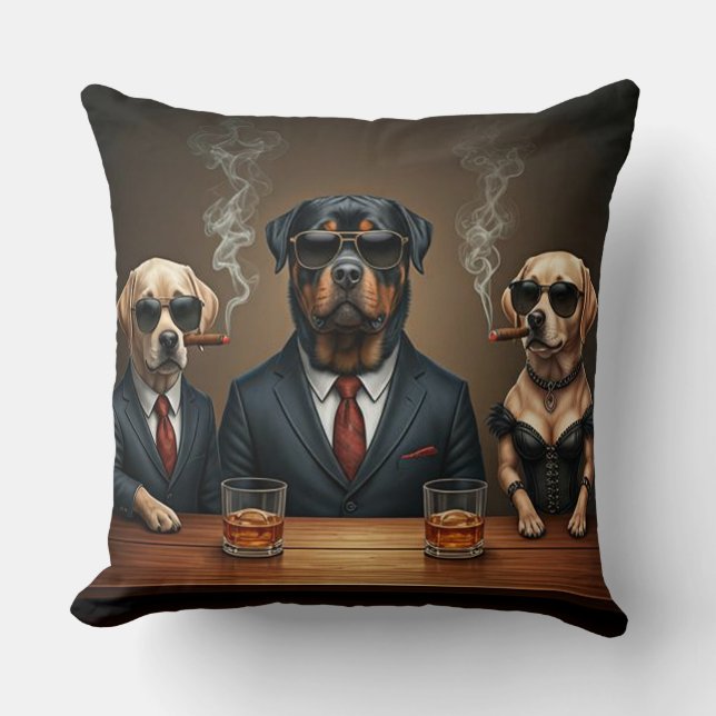 Coussin Rottie, Lab et Chihuahua Rencontre avec des chiens (Recto)