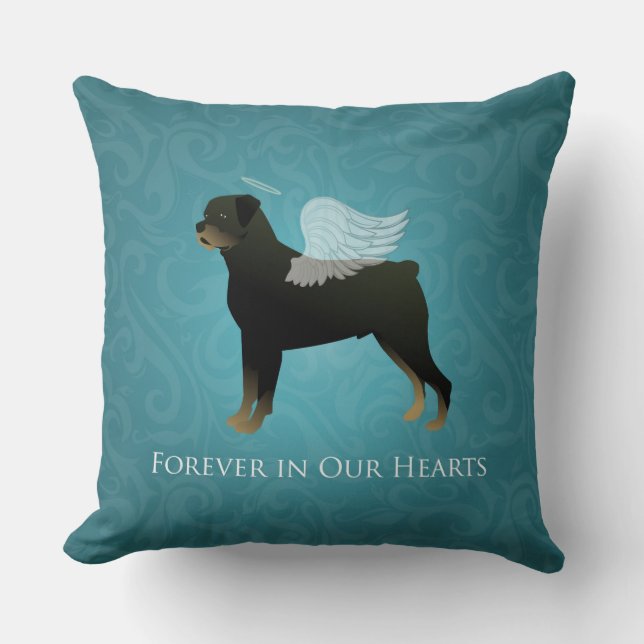 Coussin Rottweiler Angel - Conception de Mémorial pour ani (Recto)