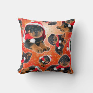 Coussin Rottweiler chiot Noël drôle