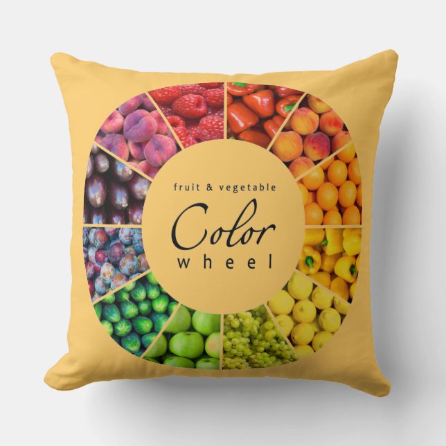 Coussin Roue de couleur de fruits et légumes (12 couleurs) (Recto)