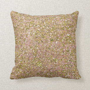 Coussin Rouge aux Joues Rose & Or Paillettes Luxe Étincela