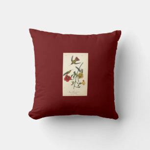 Coussin rouge avec oiseaux antiques