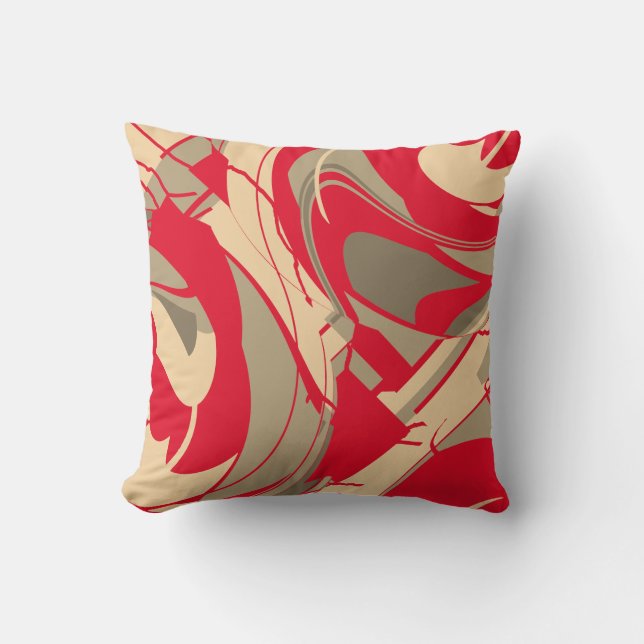 Coussin Rouge Beige Taupe Flou Diagonal Design (Recto)
