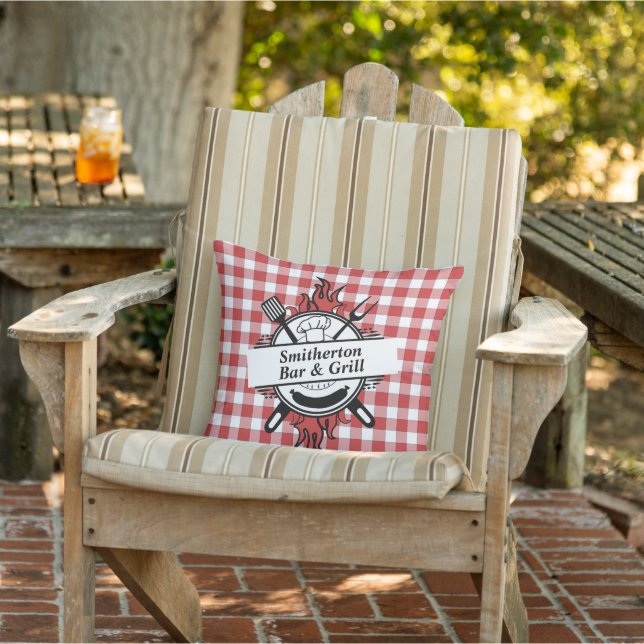 Coussin Rouge Blanc À damiers Barbecue Bar Grill Famille (Chaise)