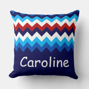 Coussin Rouge Blanc Bleu Chevron Personnalisé Grand Oreill