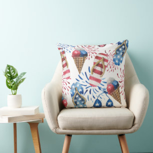 COUSSIN ROUGE BLANC BLEU PATRIOTIQUE FLOTTES CRÈME DE GLAC